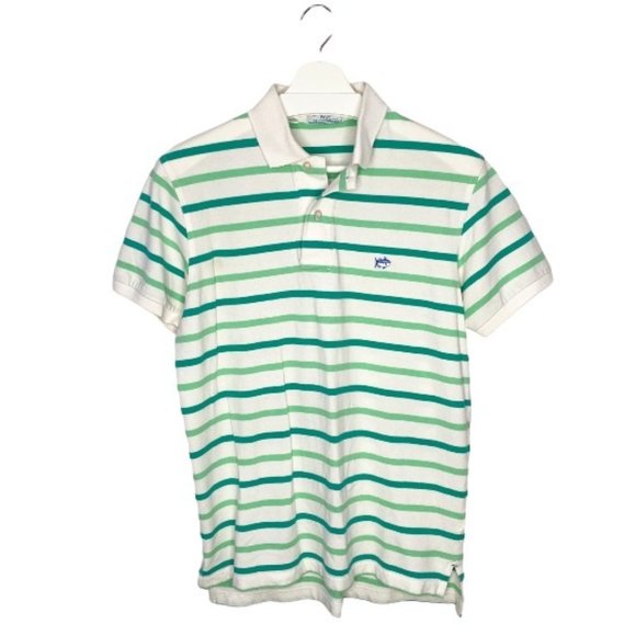 SOUTHERN TIDE Green Striped Polo Men's Shirt M - Picture 1 of 8